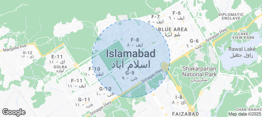 Map of Airbnb listings in Islamabad
