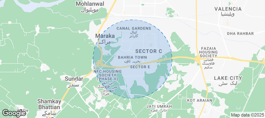 Map of Airbnb listings in Bahria Town