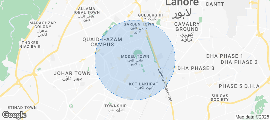 Map of Airbnb listings in Model Town Tehsil