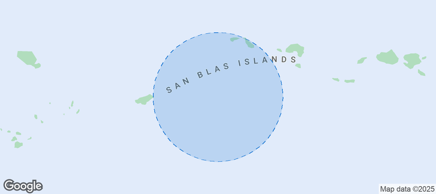 Map of Airbnb listings in San Blas Islands