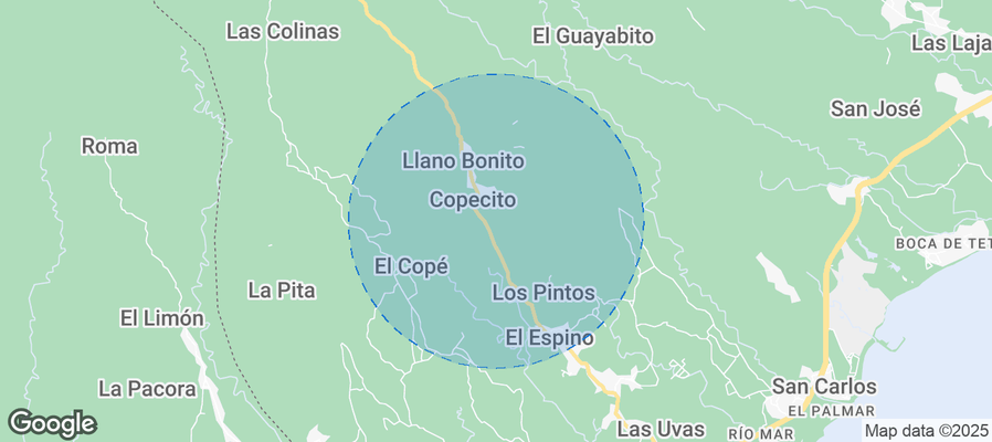 Map of Airbnb listings in Distrito de San Carlos