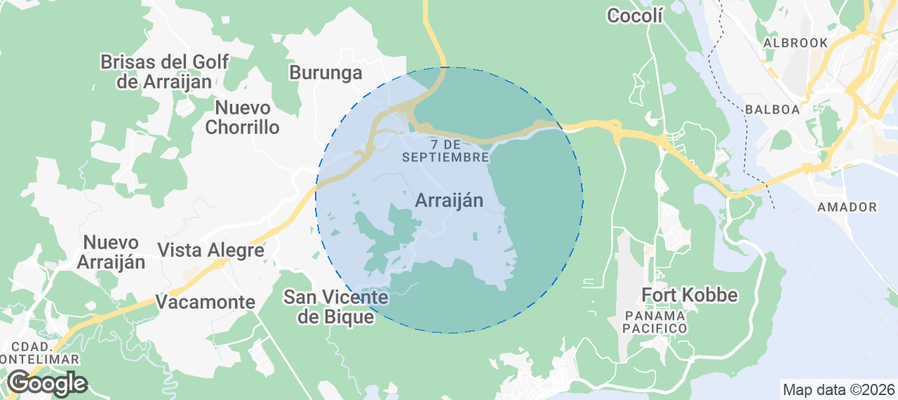 Map of Airbnb listings in Arraijan
