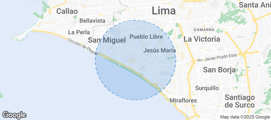 Map of Airbnb listings in Magdalena del Mar