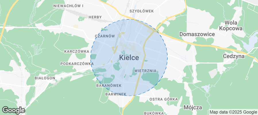 Map of Airbnb listings in Kielce