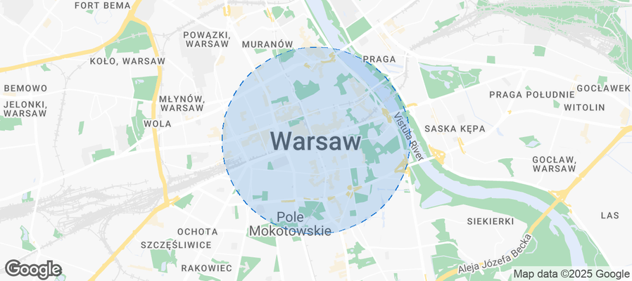 Map of Airbnb listings in Warsaw