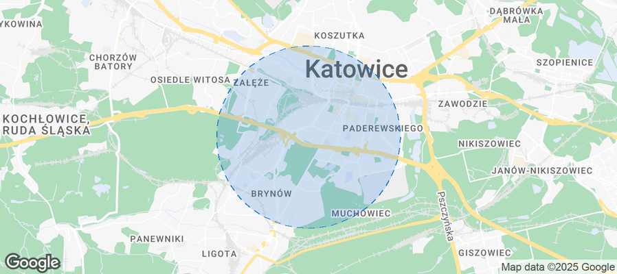 Map of Airbnb listings in Katowice