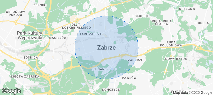 Map of Airbnb listings in Zabrze