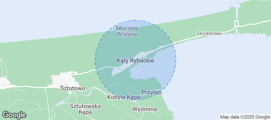 Map of Airbnb listings in Kąty Rybackie