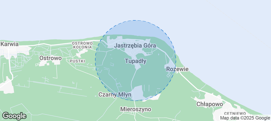 Map of Airbnb listings in Tupadły