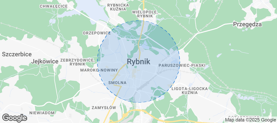 Map of Airbnb listings in Rybnik