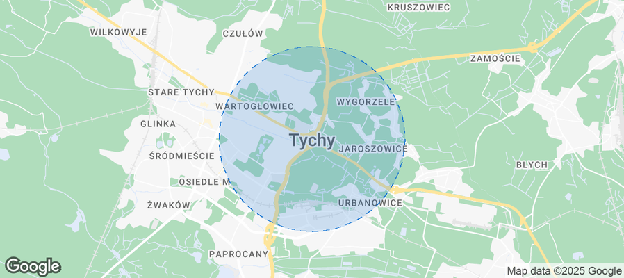 Map of Airbnb listings in Tychy