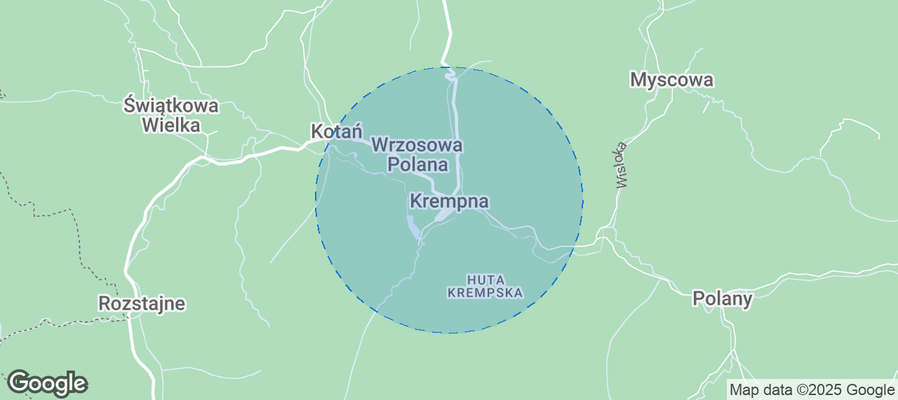 Map of Airbnb listings in Krempna