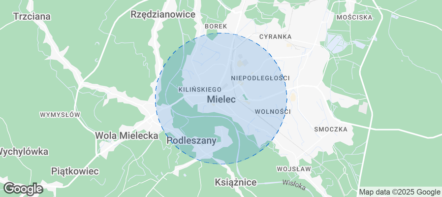 Map of Airbnb listings in Mielec