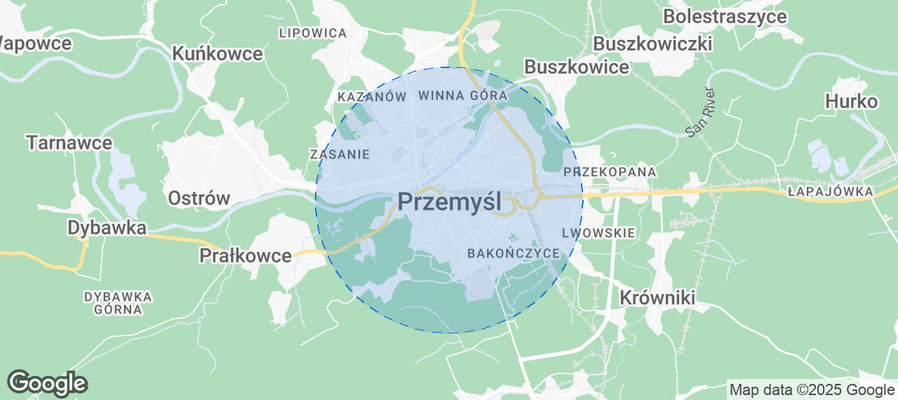 Map of Airbnb listings in Przemyśl