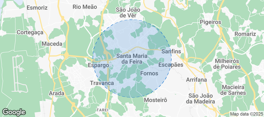 Map of Airbnb listings in Santa Maria da Feira