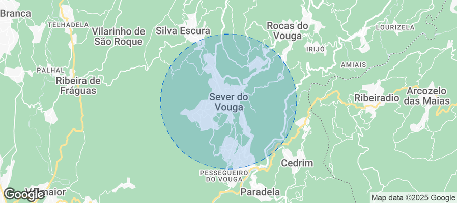 Map of Airbnb listings in Sever do Vouga
