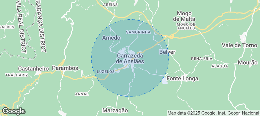 Map of Airbnb listings in Carrazeda de Ansiães