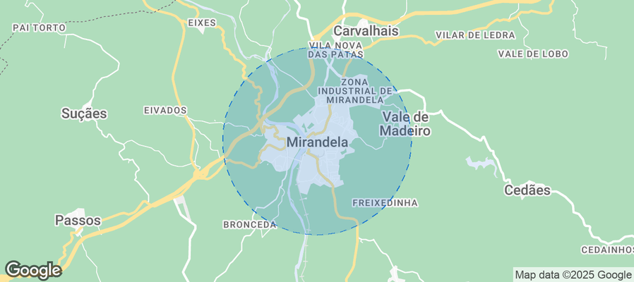 Map of Airbnb listings in Mirandela