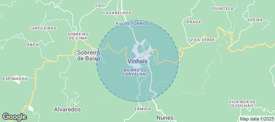 Map of Airbnb listings in Vinhais