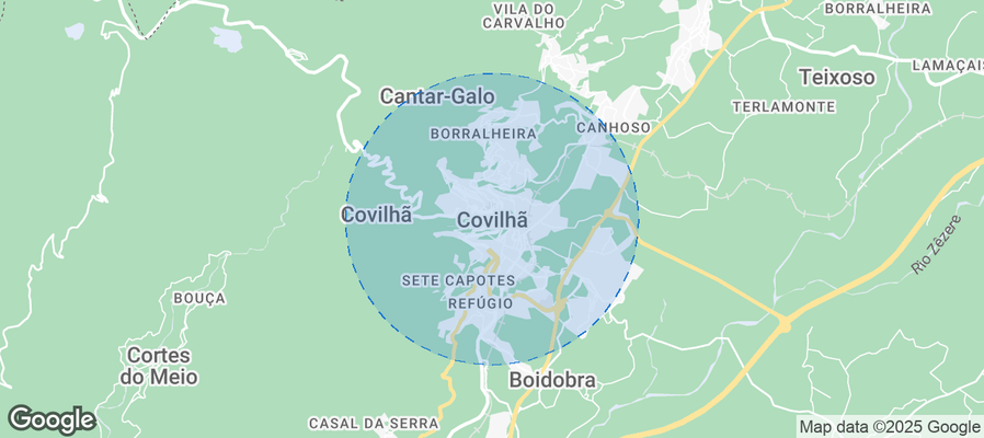 Map of Airbnb listings in Covilhã