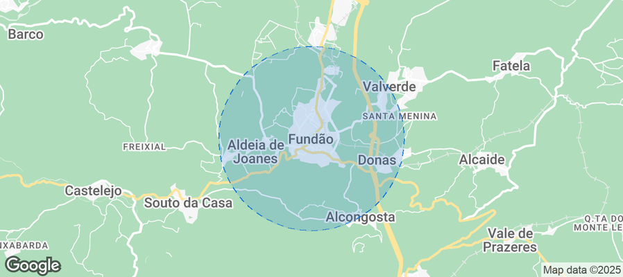 Map of Airbnb listings in Fundão