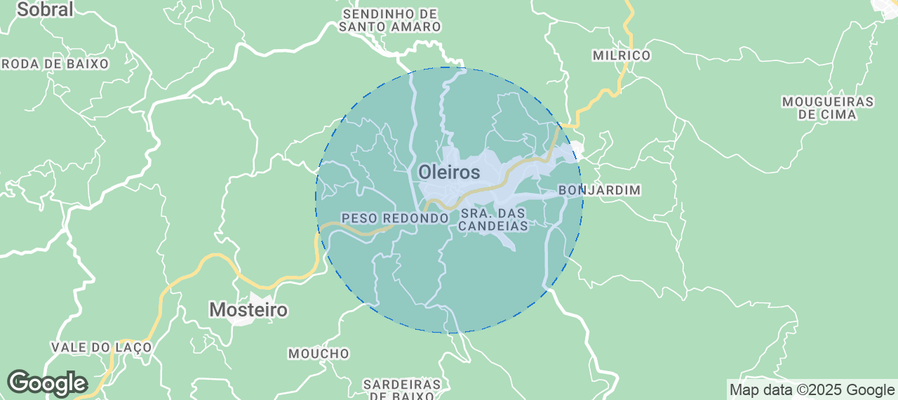 Map of Airbnb listings in Oleiros