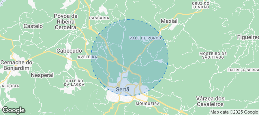 Map of Airbnb listings in Sertã