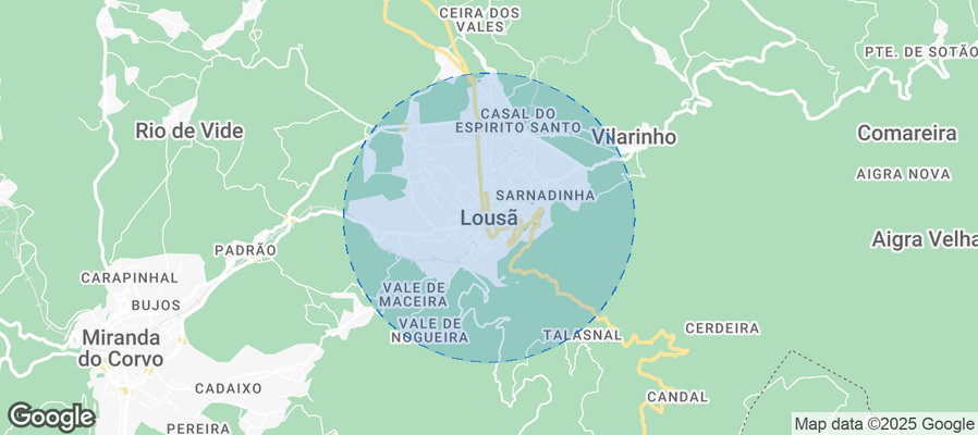 Map of Airbnb listings in Lousã