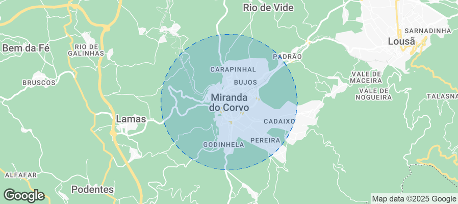Map of Airbnb listings in Miranda do Corvo