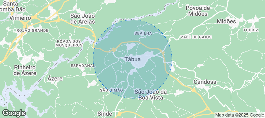 Map of Airbnb listings in Tábua