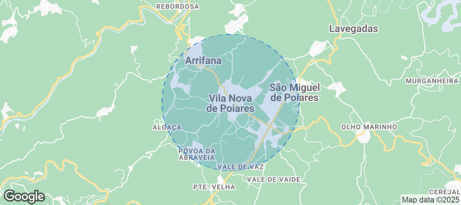 Map of Airbnb listings in Vila Nova de Poiares
