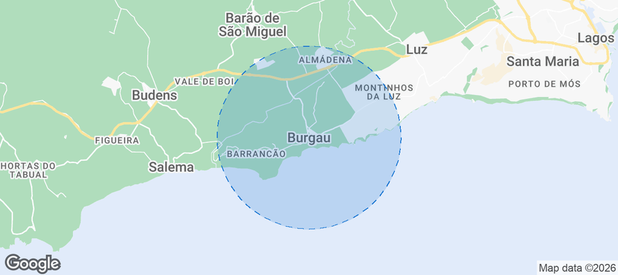 Map of Airbnb listings in Burgau