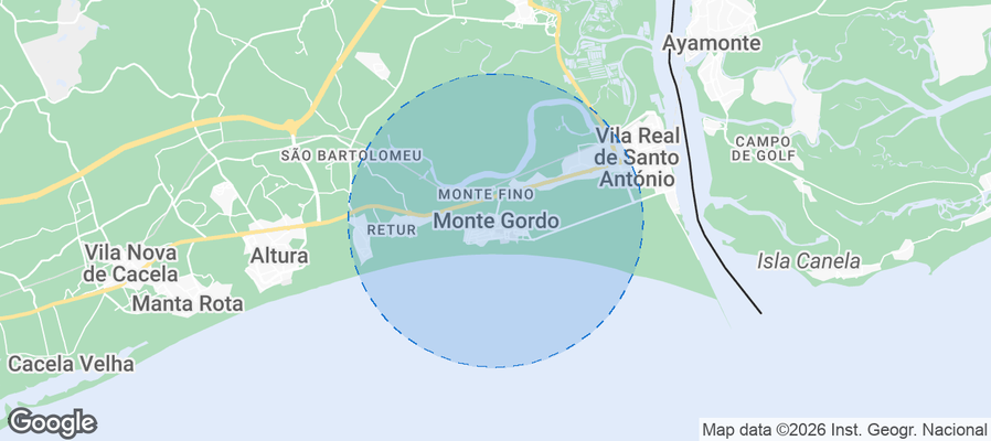 Map of Airbnb listings in Monte Gordo