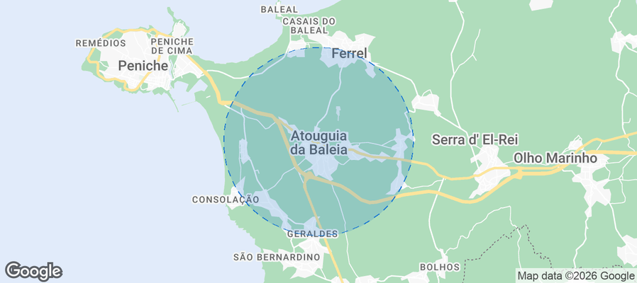 Map of Airbnb listings in Atouguia da Baleia