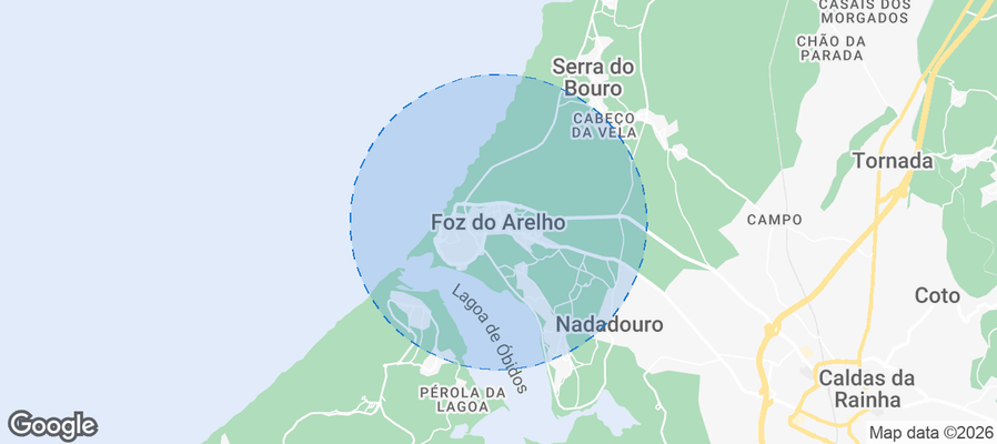 Map of Airbnb listings in Foz do Arelho