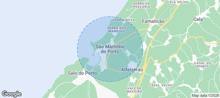Map of Airbnb listings in São Martinho do Porto