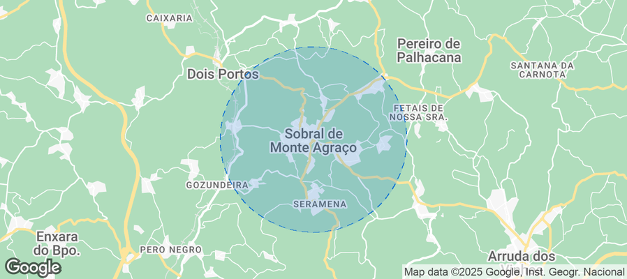 Map of Airbnb listings in Sobral de Monte Agraço