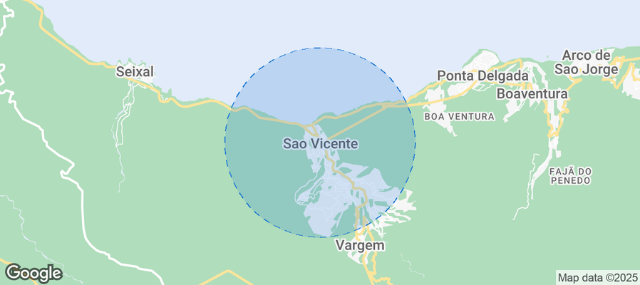 Map of Airbnb listings in São Vicente