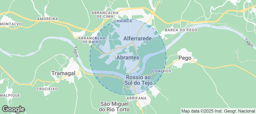 Map of Airbnb listings in Abrantes