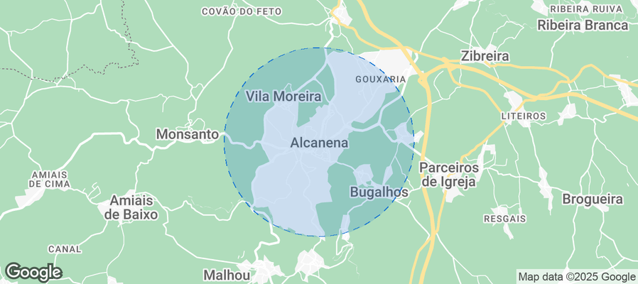 Map of Airbnb listings in Alcanena
