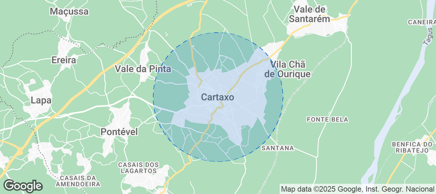 Map of Airbnb listings in Cartaxo