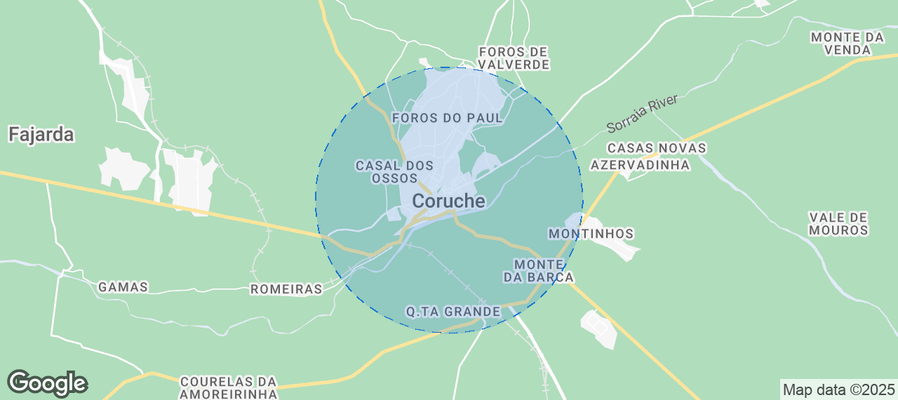 Map of Airbnb listings in Coruche