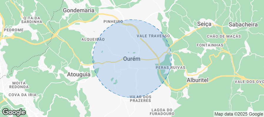 Map of Airbnb listings in Ourém