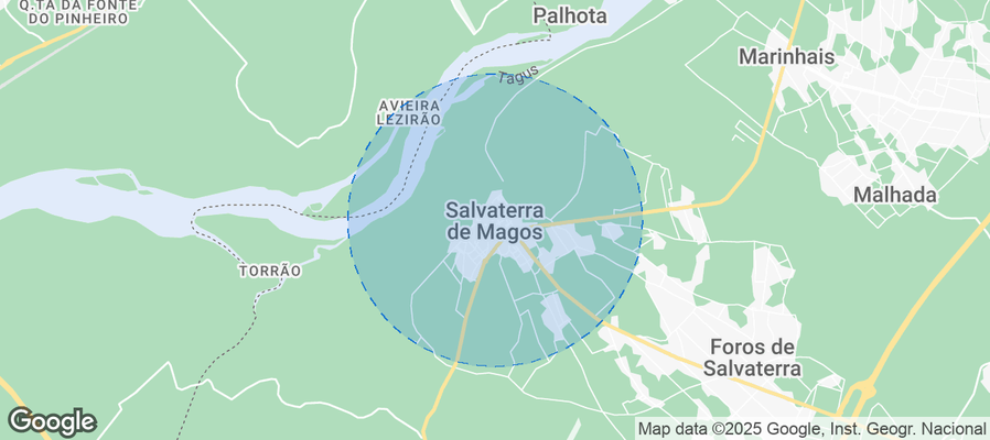 Map of Airbnb listings in Salvaterra de Magos