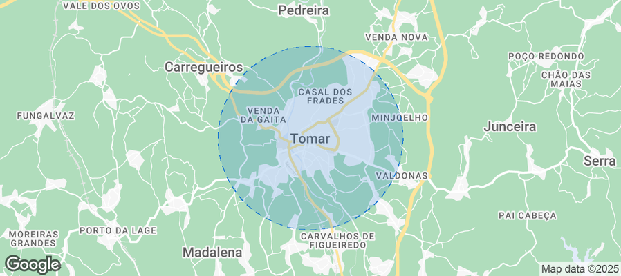 Map of Airbnb listings in Tomar