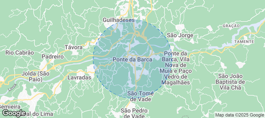 Map of Airbnb listings in Ponte da Barca