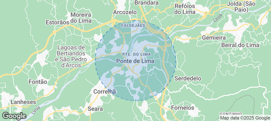 Map of Airbnb listings in Ponte de Lima