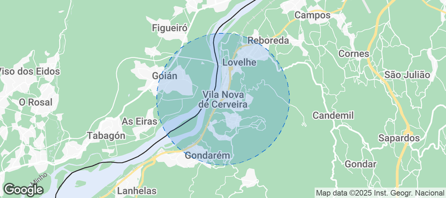Map of Airbnb listings in Vila Nova de Cerveira