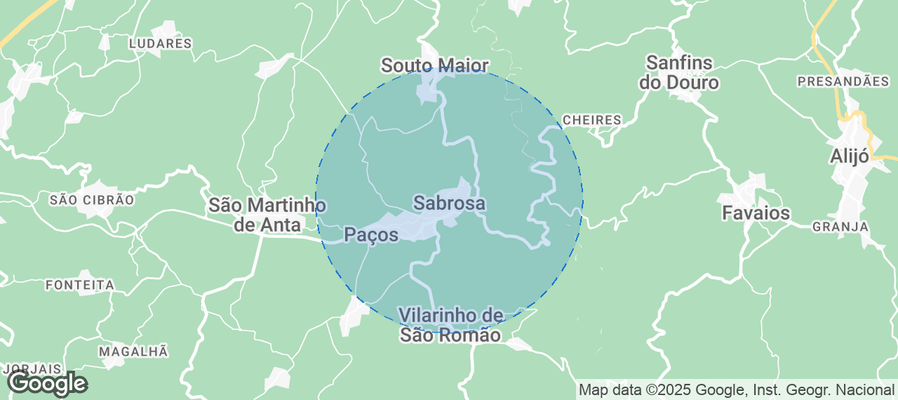 Map of Airbnb listings in Sabrosa
