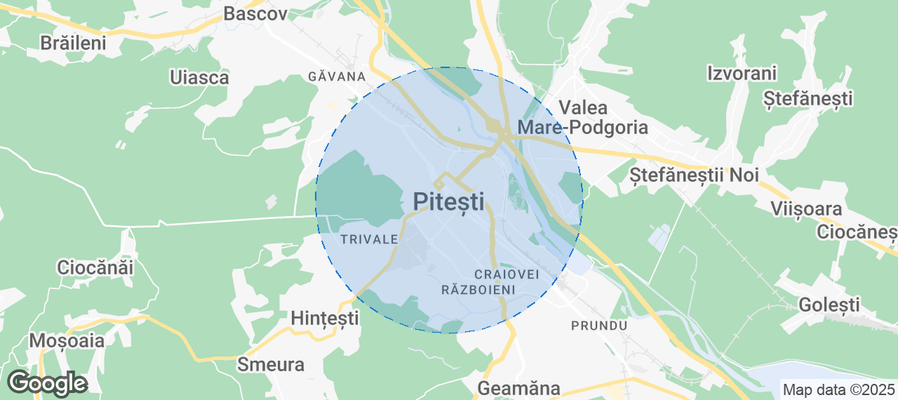 Map of Airbnb listings in Pitești